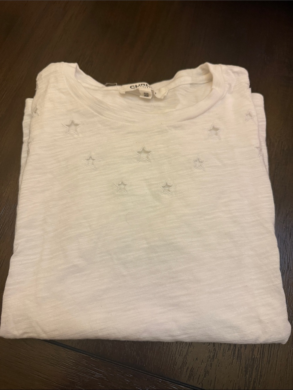 CHRLDR (cheerleader) white star t shirt